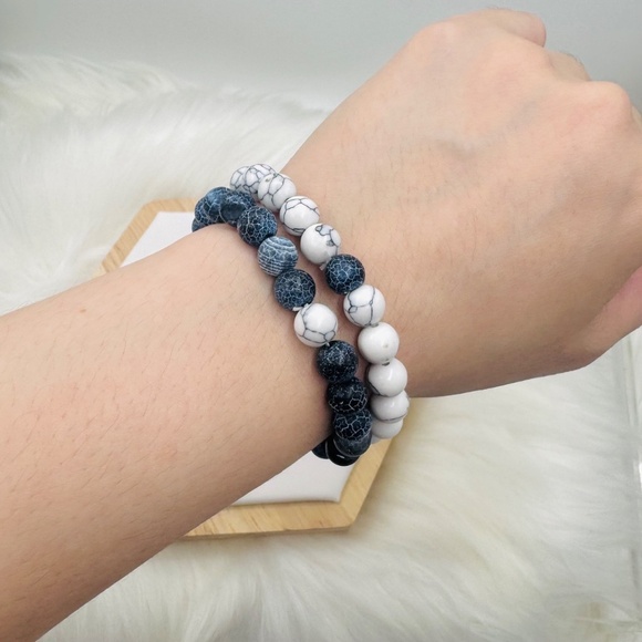 Duo Marble Ceramic Beaded Bracelet - Small wrists - Picture 2 of 6